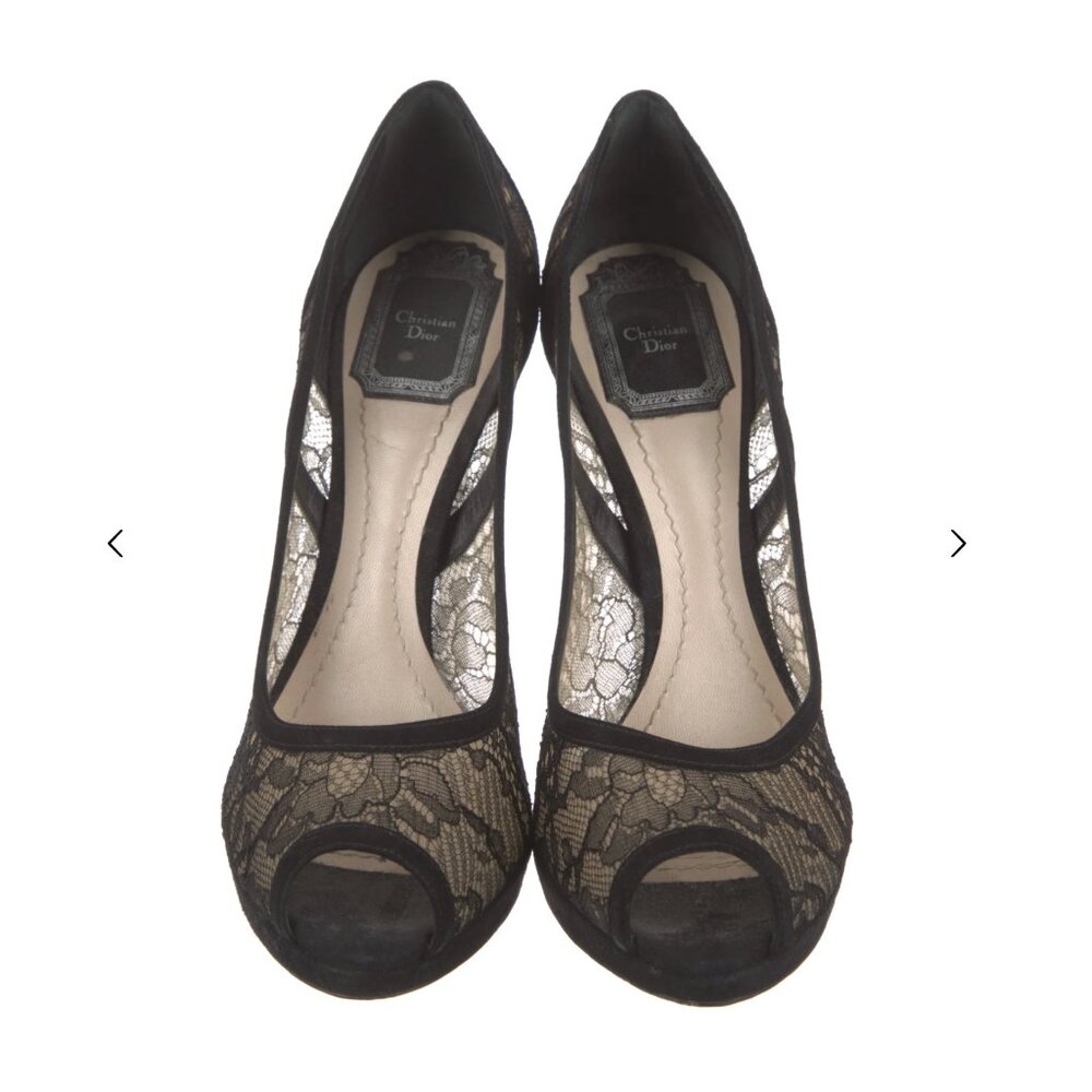 Dior Black Lace Peep-Toe Heels - Picture 10 of 14